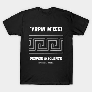 Despise insolence and live like a Greek ,apparel hoodie sticker coffee mug t-shirt gift for everyone T-Shirt